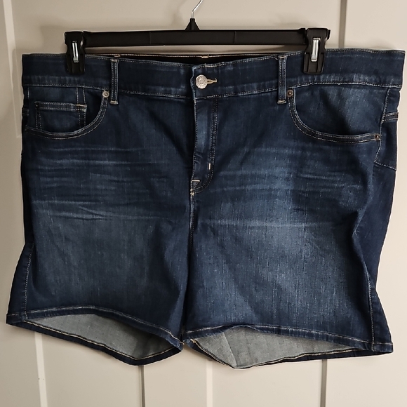 torrid Pants - torrid Dark Blue Denim Shorts with Contrast Stitching